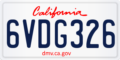 CA license plate 6VDG326