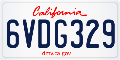 CA license plate 6VDG329