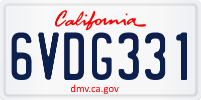 CA license plate 6VDG331