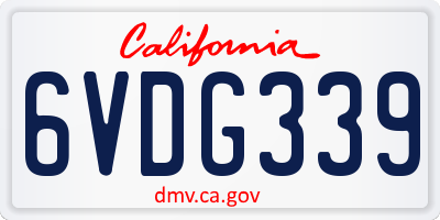 CA license plate 6VDG339