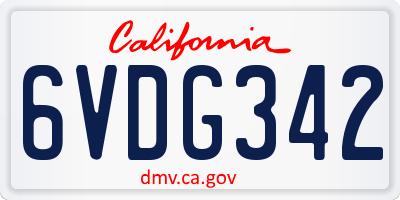 CA license plate 6VDG342