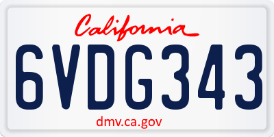 CA license plate 6VDG343