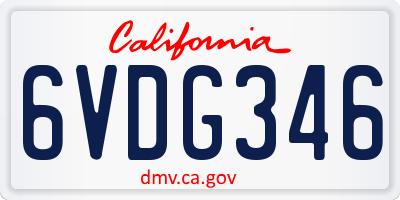 CA license plate 6VDG346