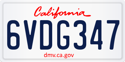 CA license plate 6VDG347