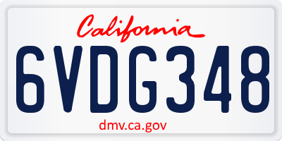 CA license plate 6VDG348