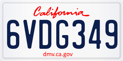 CA license plate 6VDG349