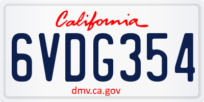 CA license plate 6VDG354