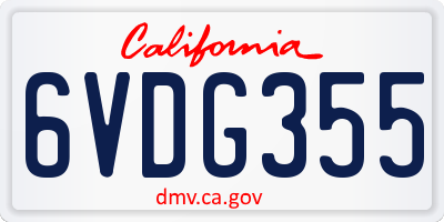 CA license plate 6VDG355