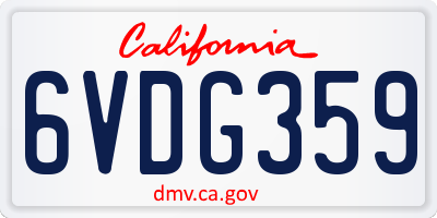 CA license plate 6VDG359