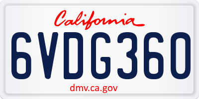 CA license plate 6VDG360