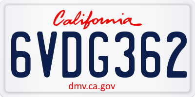 CA license plate 6VDG362