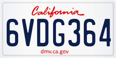 CA license plate 6VDG364