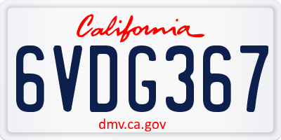 CA license plate 6VDG367