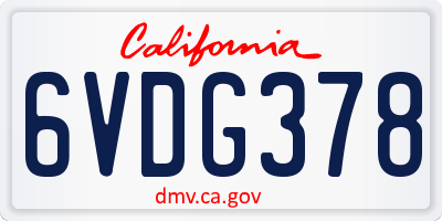 CA license plate 6VDG378
