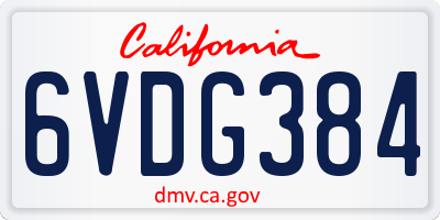 CA license plate 6VDG384