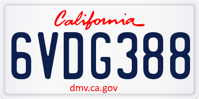CA license plate 6VDG388