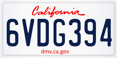 CA license plate 6VDG394