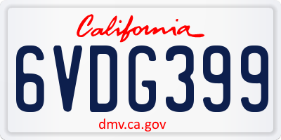 CA license plate 6VDG399