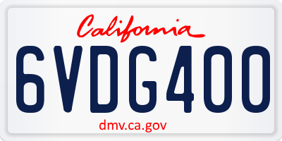 CA license plate 6VDG400