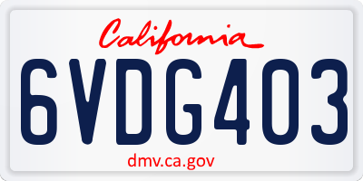 CA license plate 6VDG403