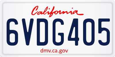 CA license plate 6VDG405