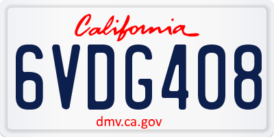 CA license plate 6VDG408