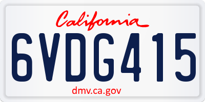 CA license plate 6VDG415