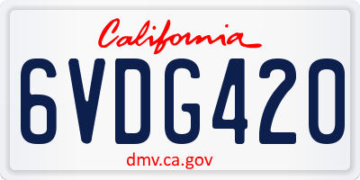 CA license plate 6VDG420