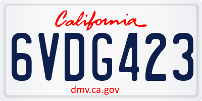 CA license plate 6VDG423