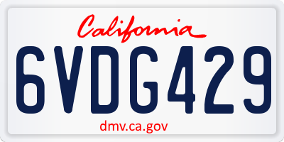 CA license plate 6VDG429