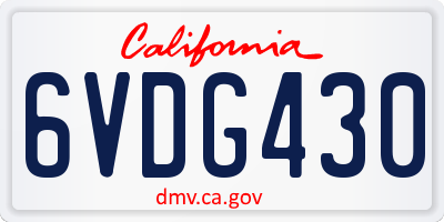 CA license plate 6VDG430