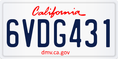 CA license plate 6VDG431