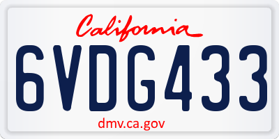CA license plate 6VDG433