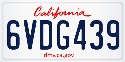 CA license plate 6VDG439