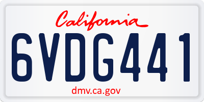 CA license plate 6VDG441