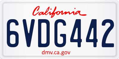 CA license plate 6VDG442