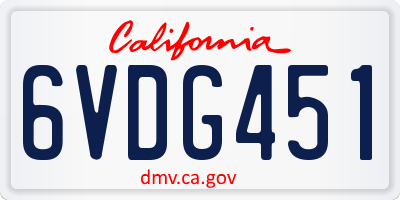 CA license plate 6VDG451