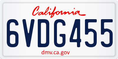 CA license plate 6VDG455