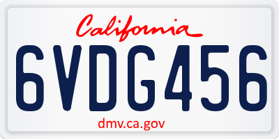 CA license plate 6VDG456