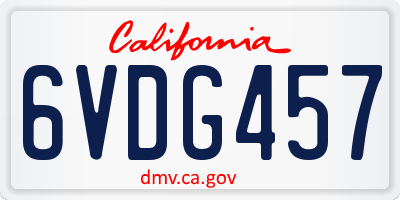 CA license plate 6VDG457