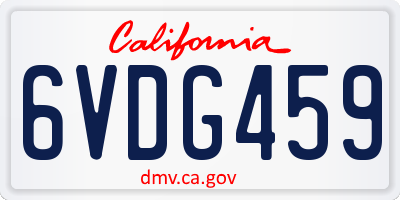 CA license plate 6VDG459
