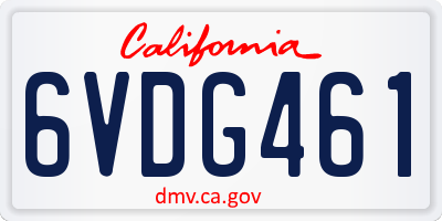 CA license plate 6VDG461