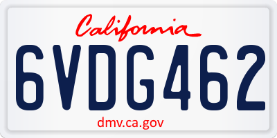 CA license plate 6VDG462