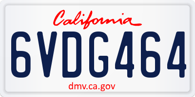 CA license plate 6VDG464
