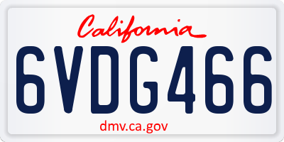 CA license plate 6VDG466