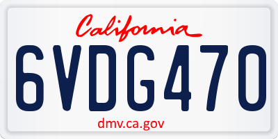 CA license plate 6VDG470
