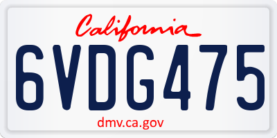 CA license plate 6VDG475