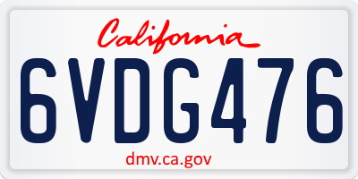 CA license plate 6VDG476