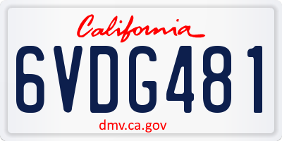CA license plate 6VDG481