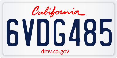 CA license plate 6VDG485